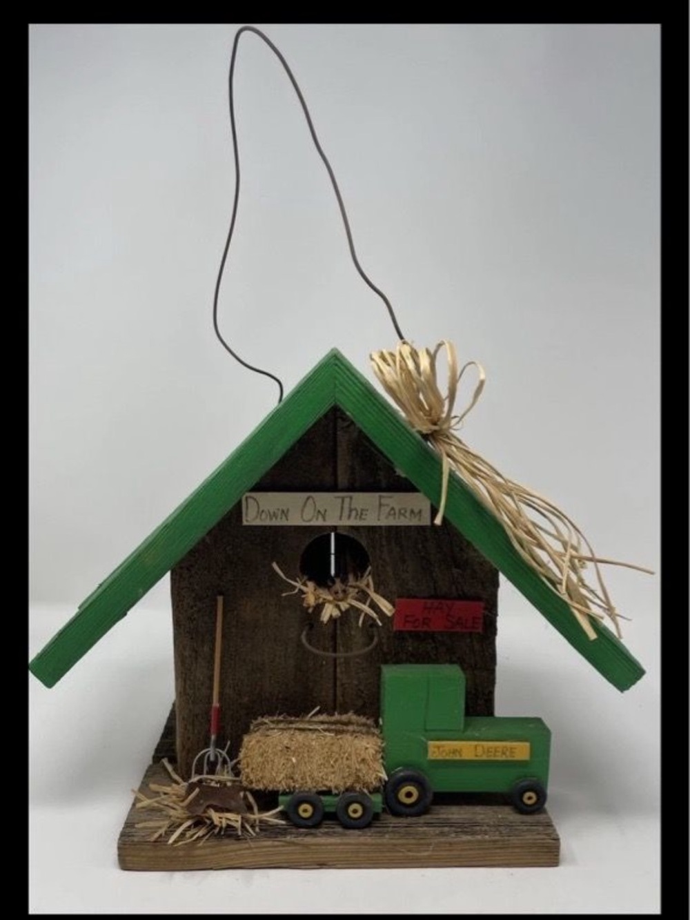 John Deere Green and Yellow Farmhouse Birdhouse Holiday Hanging Decor